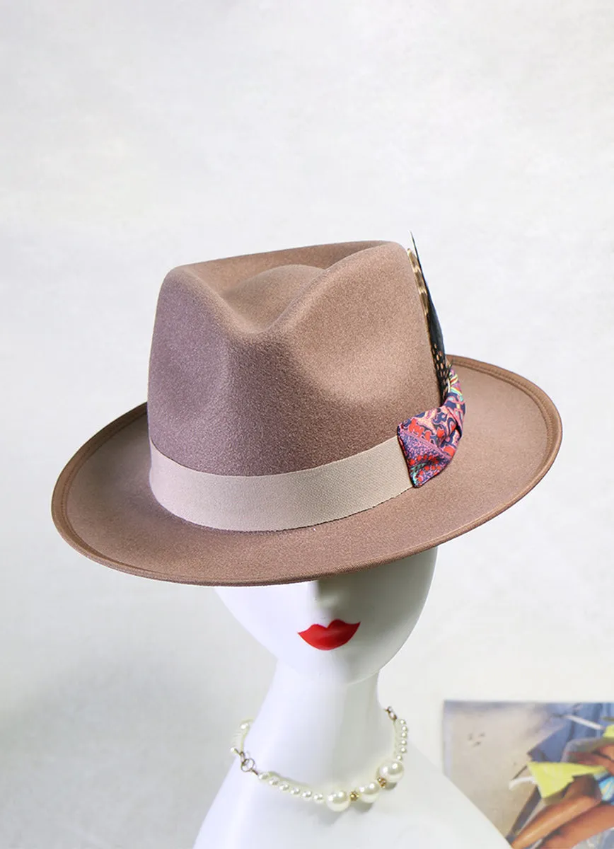 BOWKKNOT DECORATED PANAMA HAT FELT JAZZ HAT