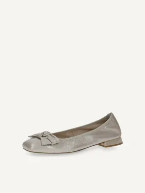 Caprice Women's 9-9-22105-20 Leather Slip-On Ballet Shoes Stone