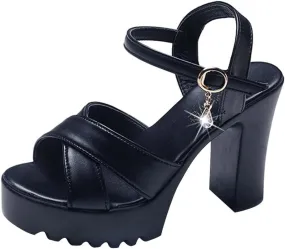 Chunky Low Heel Open Toe Block Heeled Dress Sandal Sandals Buckle High Women's sandals