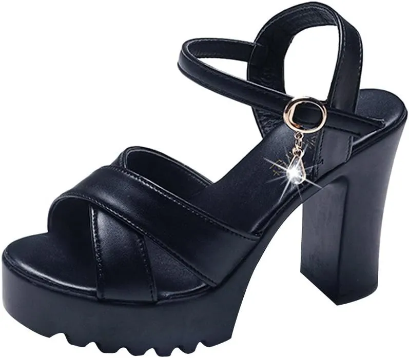 Chunky Low Heel Open Toe Block Heeled Dress Sandal Sandals Buckle High Women's sandals