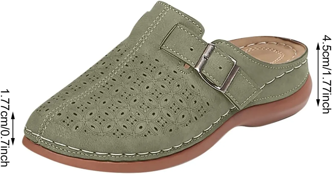 Clogs for Women Mules Shoes Summer Hollow Closed Toe Orthopedic Arch Support Sandals Comfortable Slip on Slippers