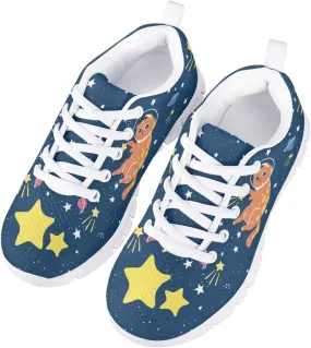 GIFTPUZZ Kids Running Shoes Casual Mesh Breathable Walking Hiking Sports Sneakers Platform Flats