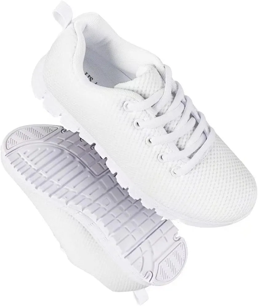 GIFTPUZZ Kids Running Shoes Casual Mesh Breathable Walking Hiking Sports Sneakers Platform Flats
