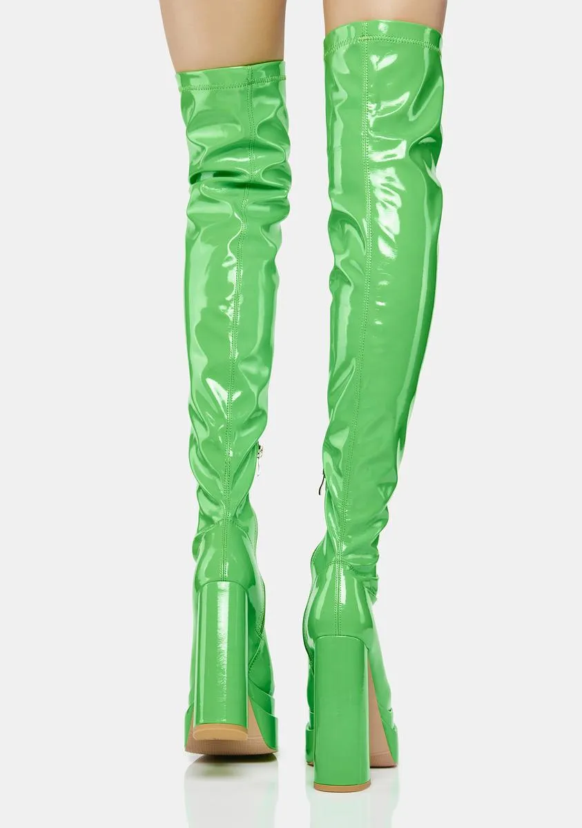 Green The Redemption Stretch Thigh High Boots