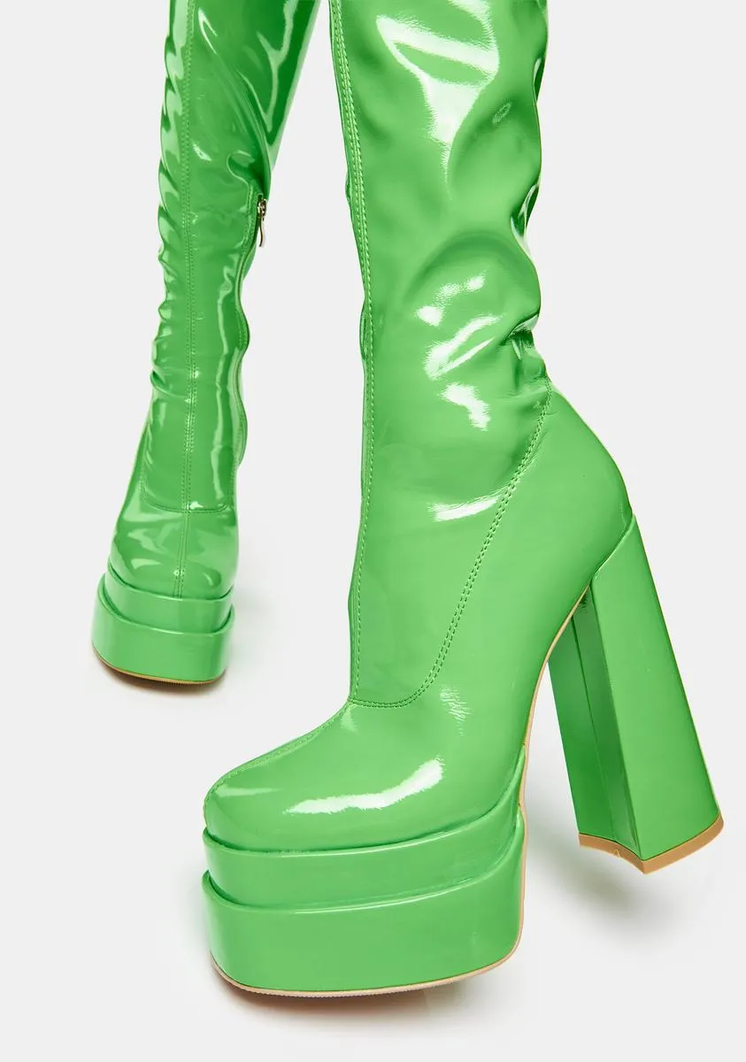 Green The Redemption Stretch Thigh High Boots