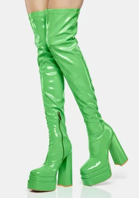Green The Redemption Stretch Thigh High Boots