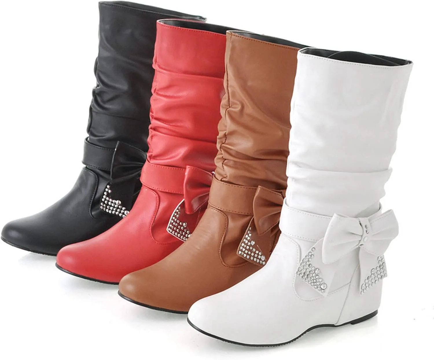 Hiking Boots Women Retro Solid Color Thigh High Boots Pleated Suede Chunky Heeled Knee High Cowgirl Boots