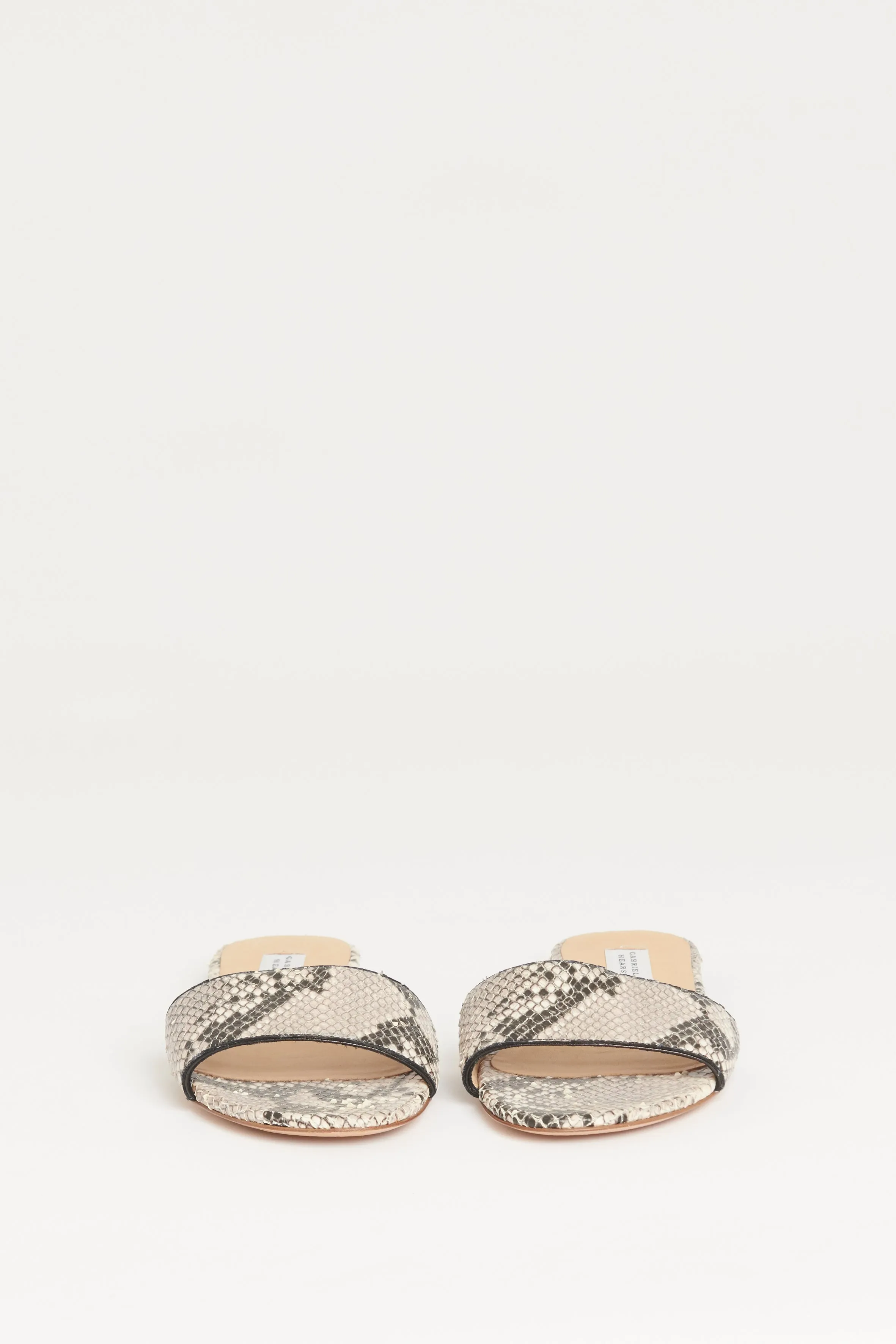 Ivory Python Preowned Flat Sandals