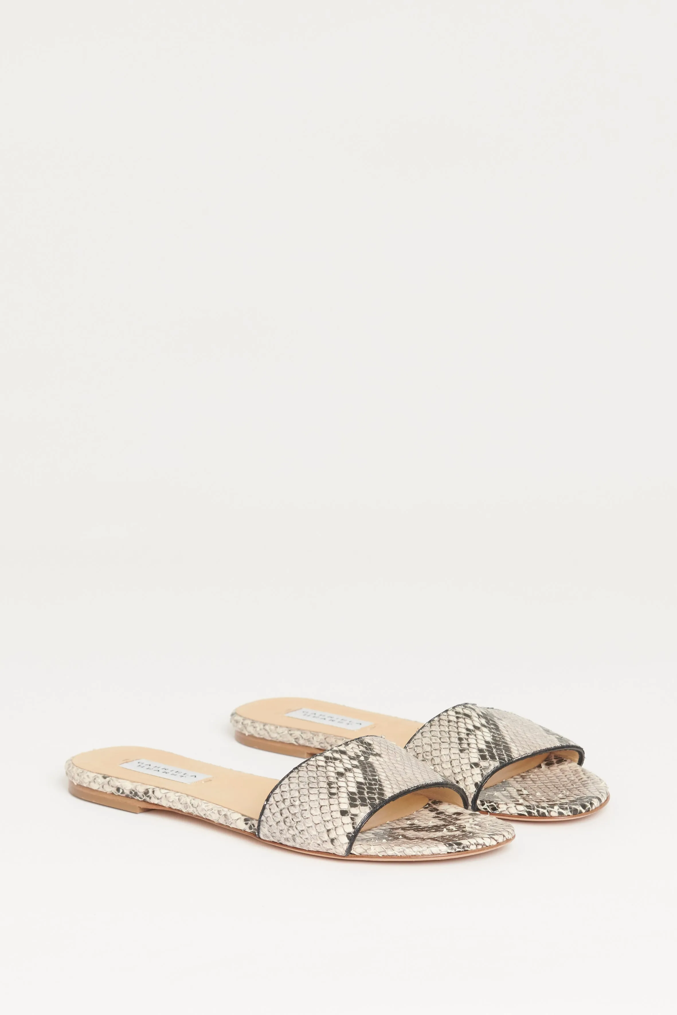 Ivory Python Preowned Flat Sandals