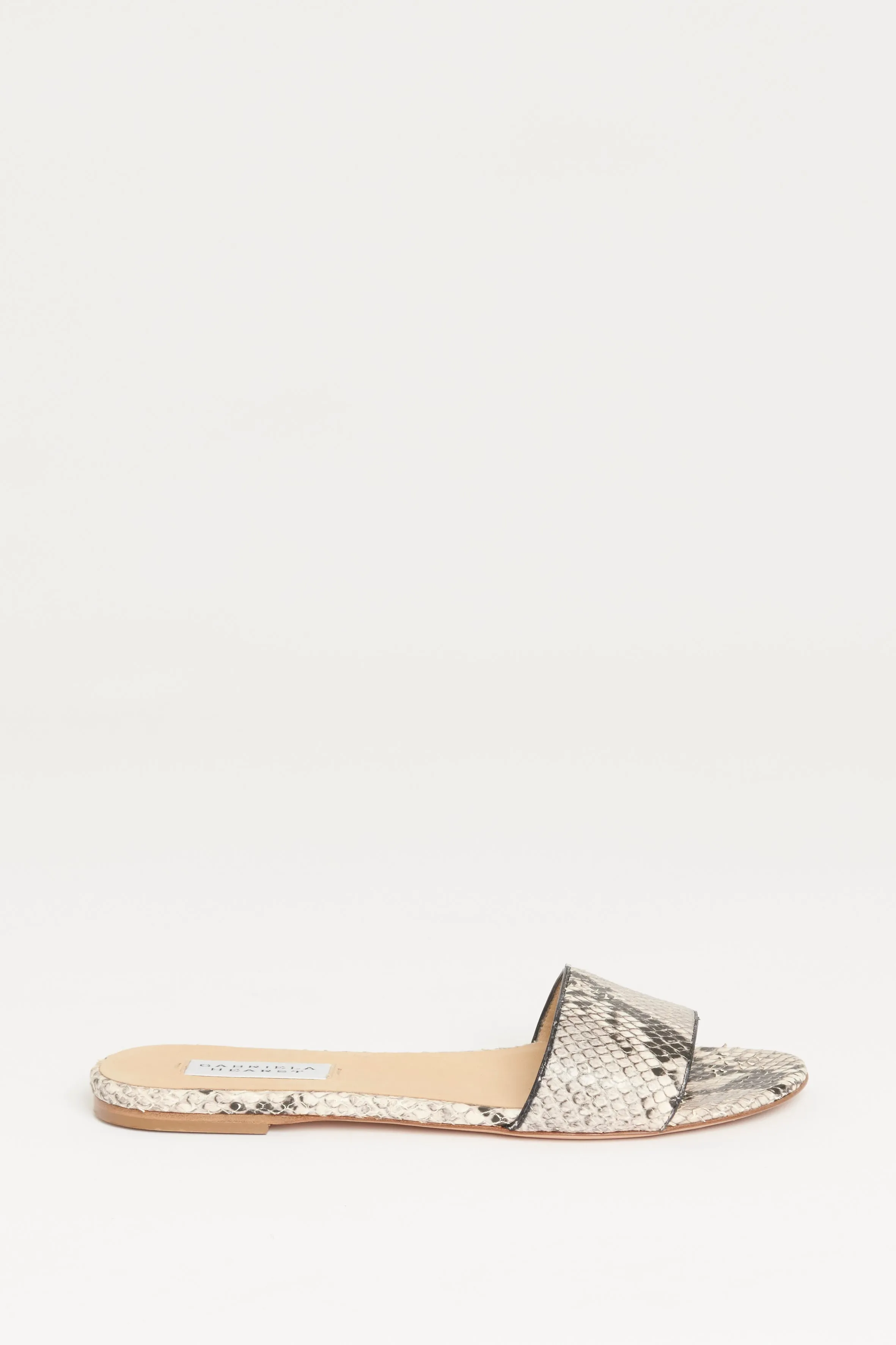Ivory Python Preowned Flat Sandals