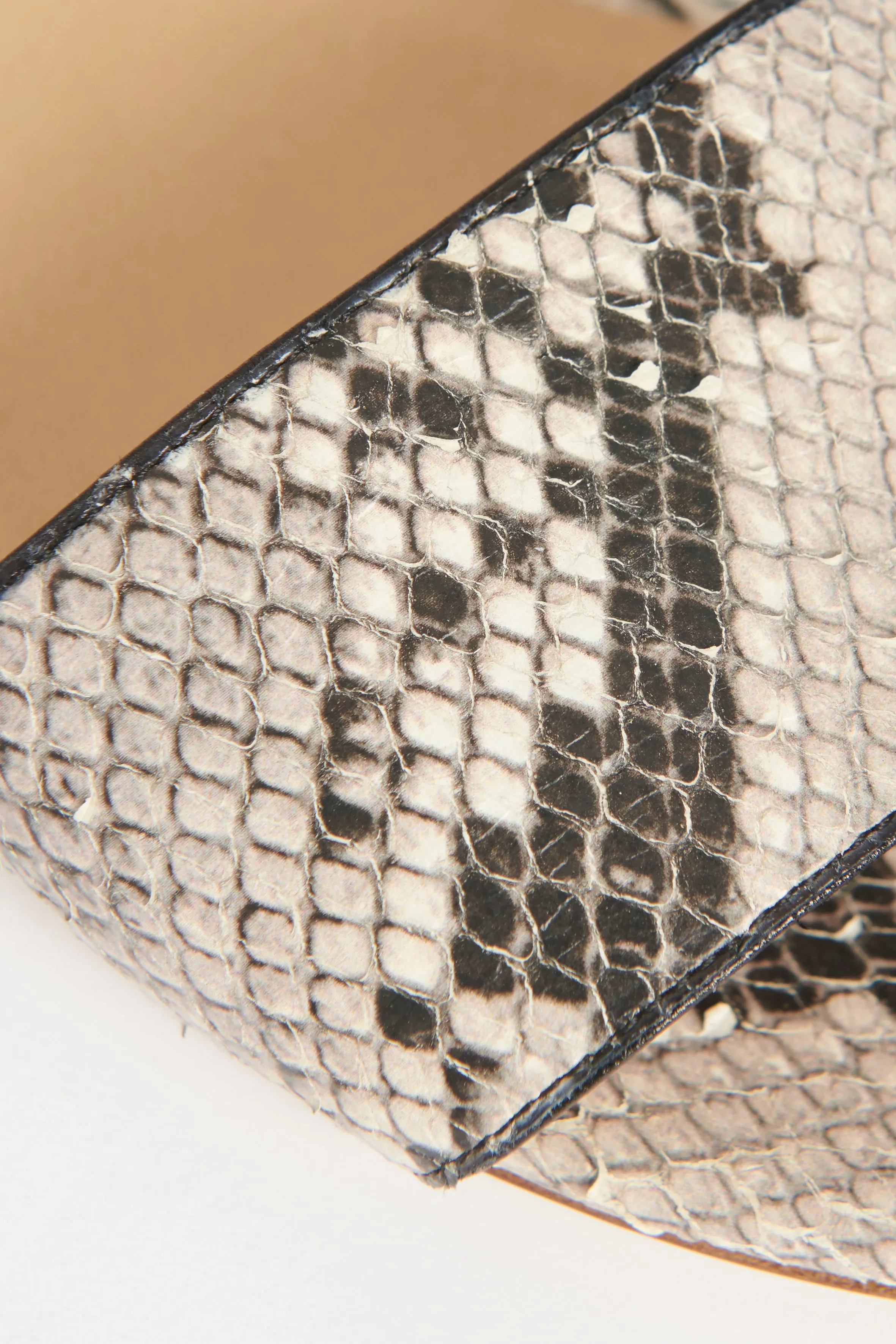 Ivory Python Preowned Flat Sandals