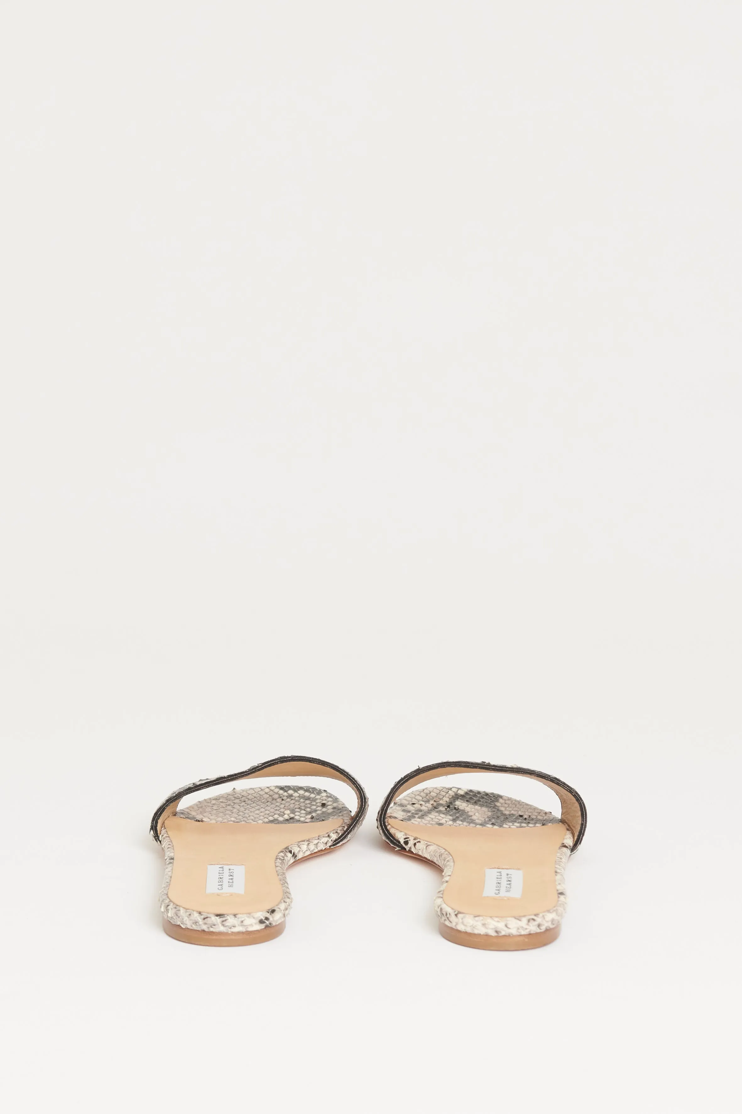 Ivory Python Preowned Flat Sandals