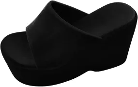 Ladies Fashion Solid Color Leather Open Toe Square Head Flat Casual Slipper Women's Slides Womens Sports Slippers
