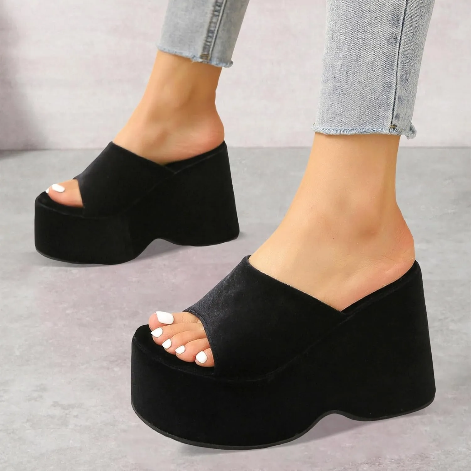 Ladies Fashion Solid Color Leather Open Toe Square Head Flat Casual Slipper Women's Slides Womens Sports Slippers