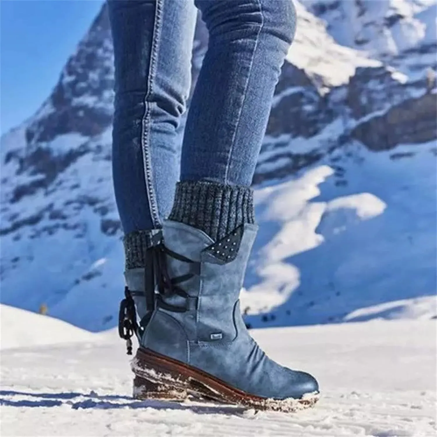 Ladmiple Boots For Women Ankle Booties Sexy Low Heels Mid-Calf Dress Boots Side Zipper Western Motorcycle Riding Biker 2024