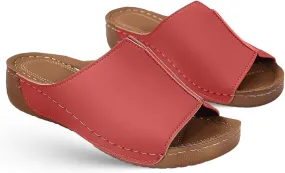 Lausiuoe Orthopedic Sandals For Women Dressy Summer Fashion Orthotic Slides Ladies Comfy Slip On Slippers With Arch Support