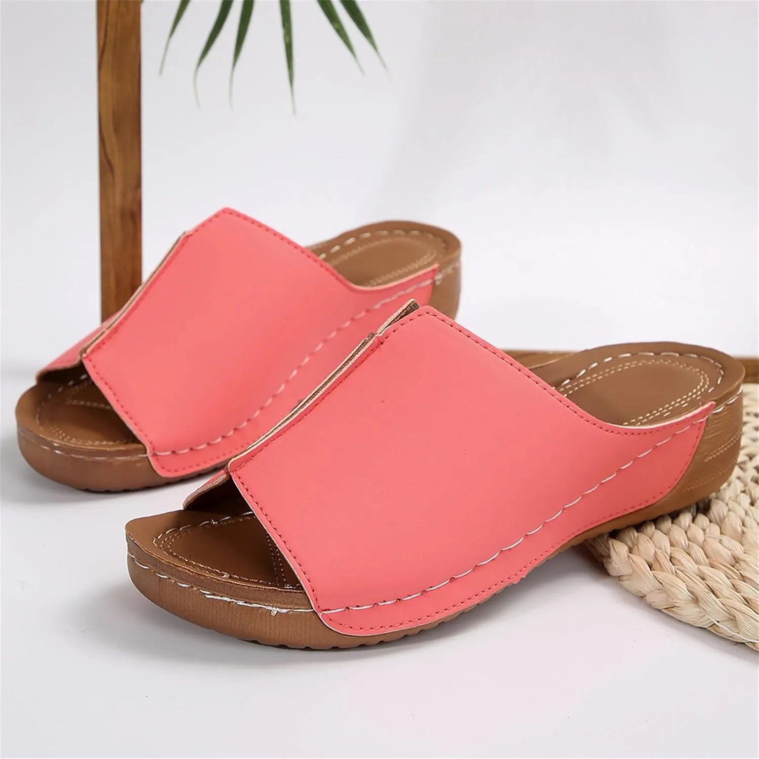 Lausiuoe Orthopedic Sandals For Women Dressy Summer Fashion Orthotic Slides Ladies Comfy Slip On Slippers With Arch Support
