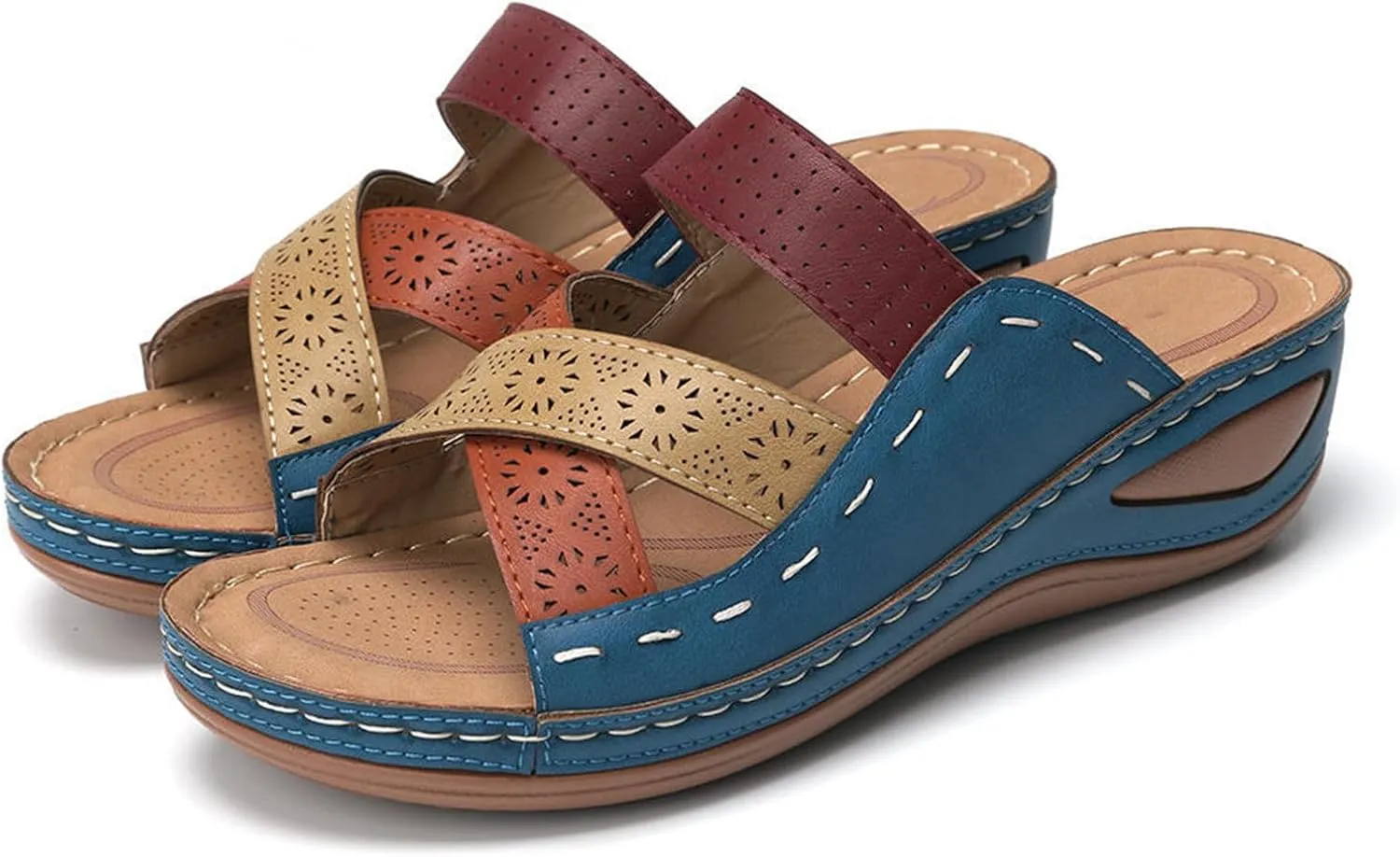 Lausiuoe Sandals Women Dressy Summer Flat Arch Support Comfortable Walking Orthopedic Slippers Cute Orthotic Flip Flops