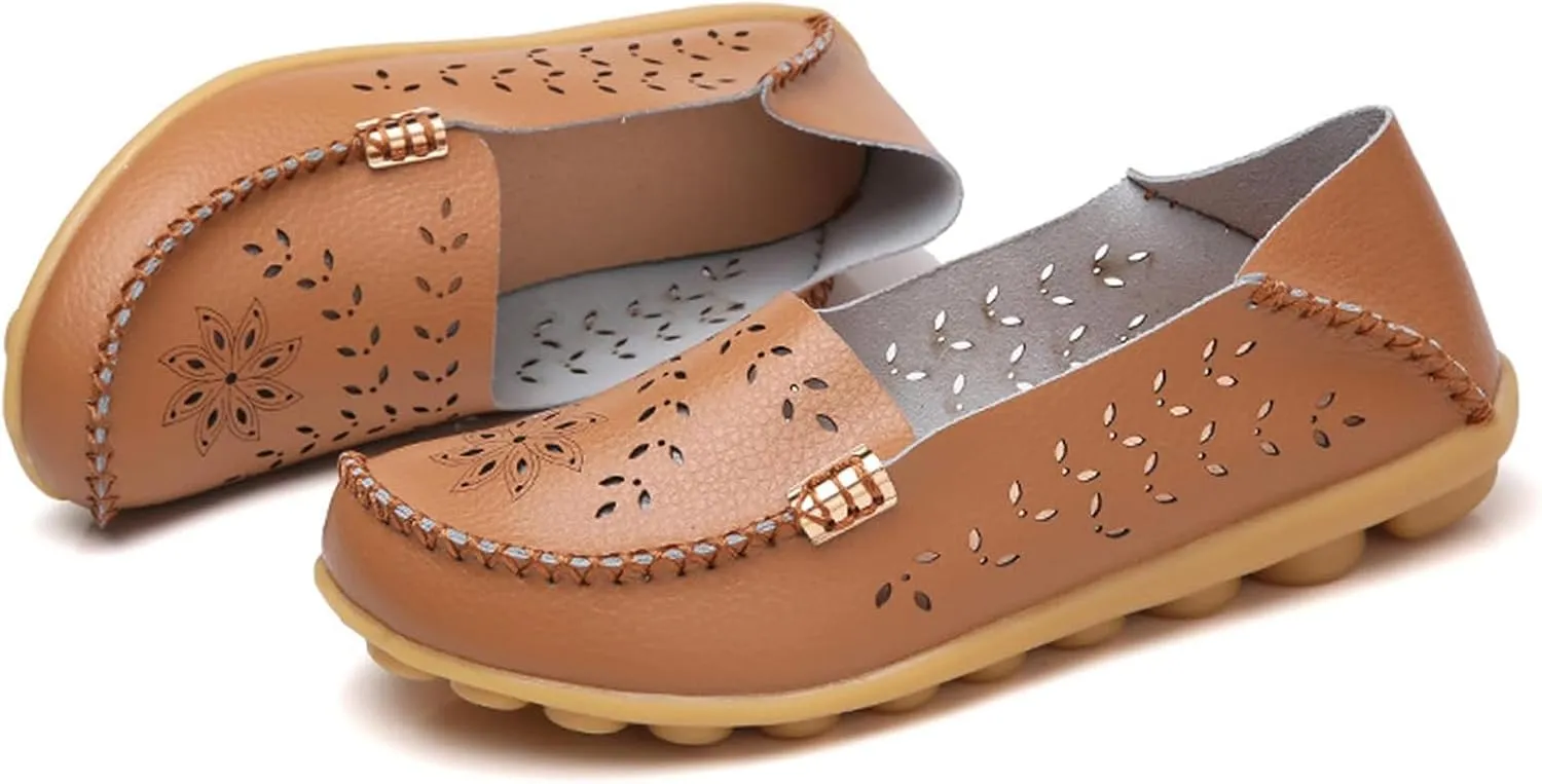 Loafer Casual Flats for Women Penny Comfort Slip On Shoes Wide Width Walking Orthopedic Loafers Comfortable Moccasins Breathable Lightweight Round Toe Nurse Loafer Driving Walking Flat Work Shoes