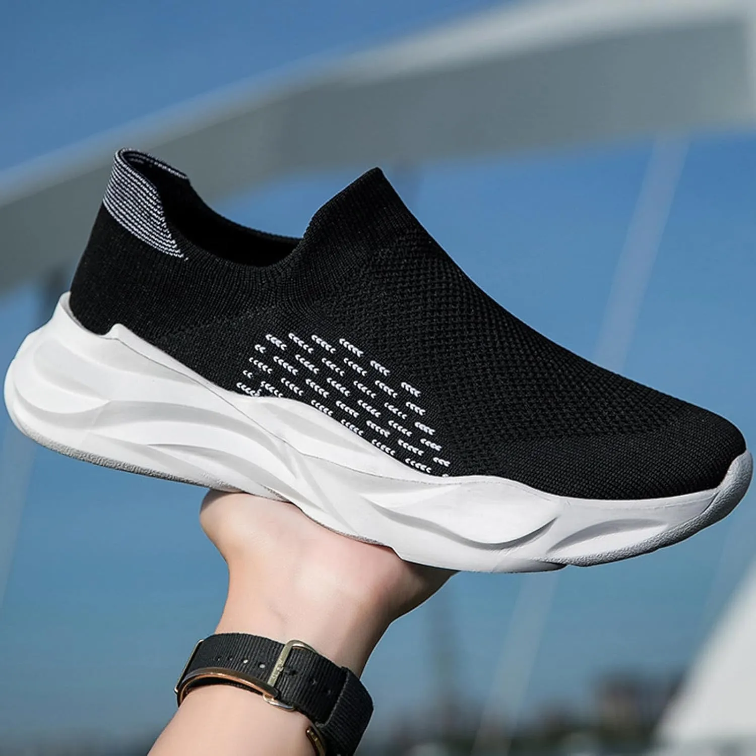 Mens Loafers & Slip-Ons Men Sneakers Flying Weaver Mesh Large Size Elastic Socks Shoes Casual Sports Breathable