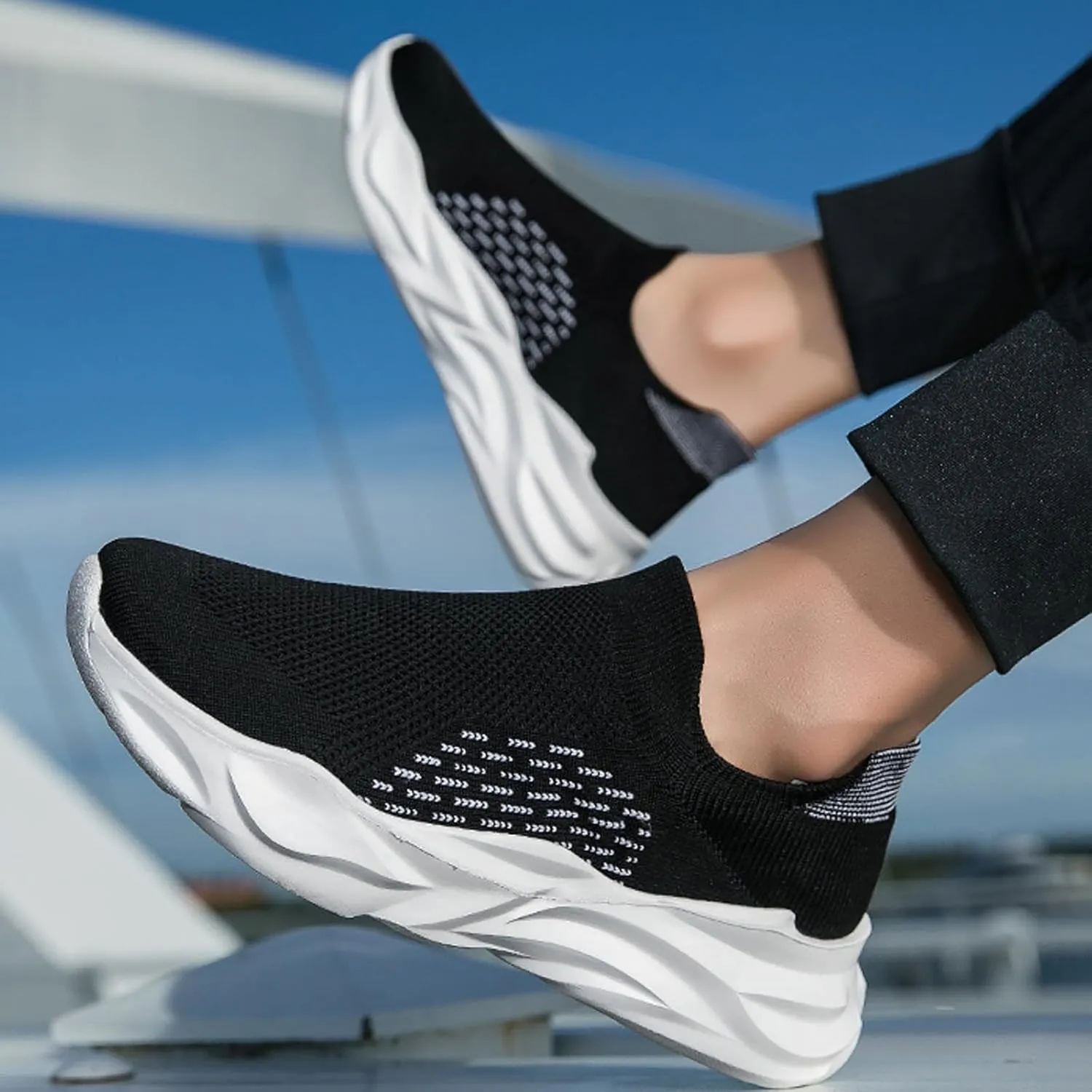 Mens Loafers & Slip-Ons Men Sneakers Flying Weaver Mesh Large Size Elastic Socks Shoes Casual Sports Breathable