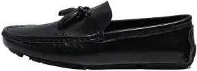 Men's Round Toe Vegan Leather Loafers -Brogue Embossed Driving Shoes with Tassel, Anti-Slip, Lightweight, Flexible Slip-Ons for Party and Outdoor Wear