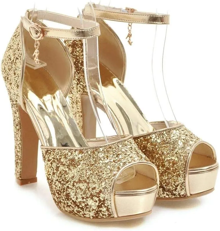 NUANXIN Sequin High Heel Sandals