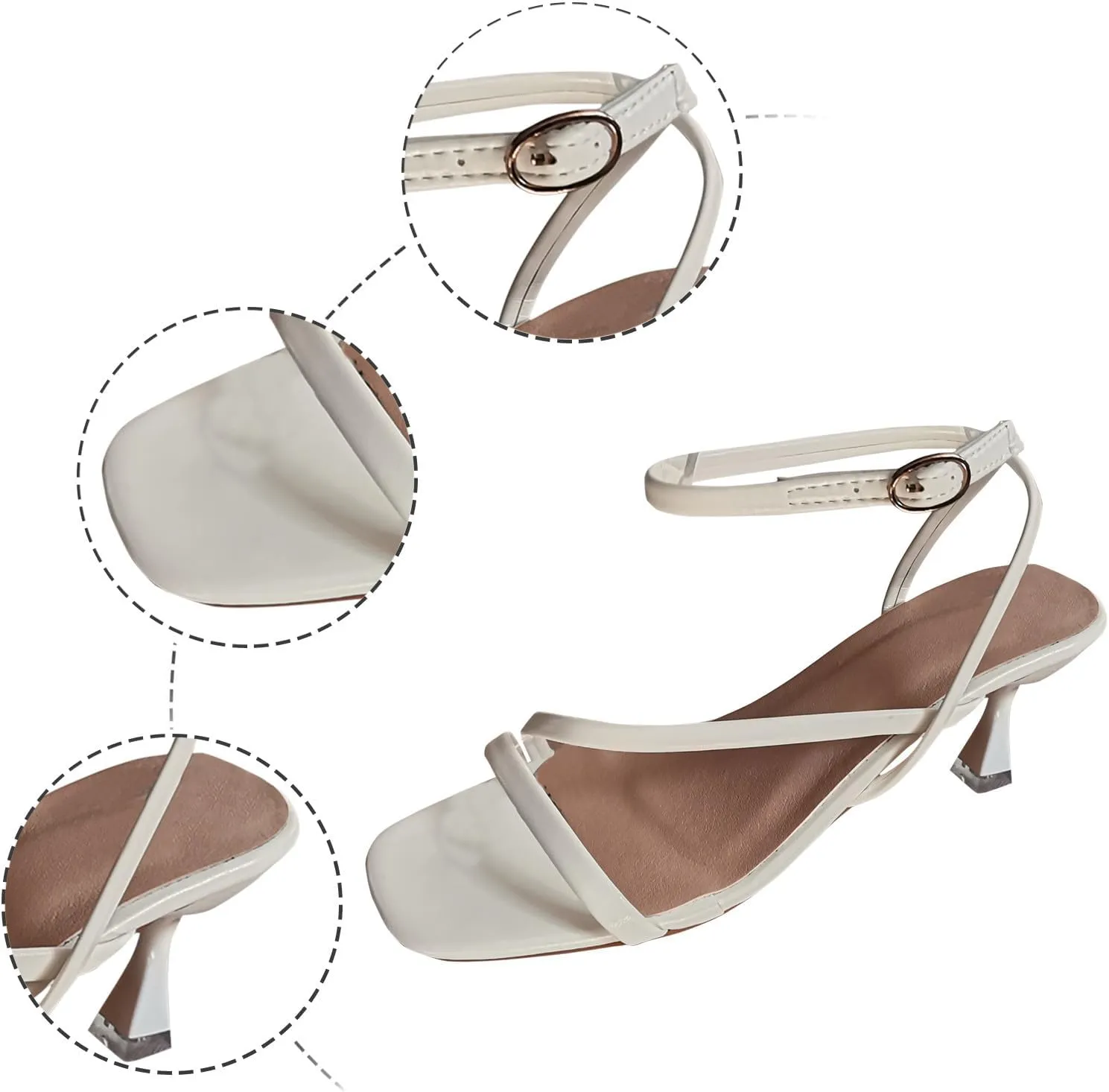 Sandals Square Open Toe Kitten Heels Square Head Open Toe Buckle High Heel Sandals