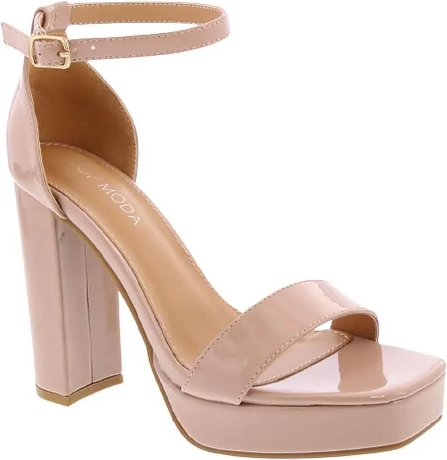 TOP Moda Women's Platform Chunky High Heel Sexy Sandals Ankle Strap Open Toe Heeled Shoes