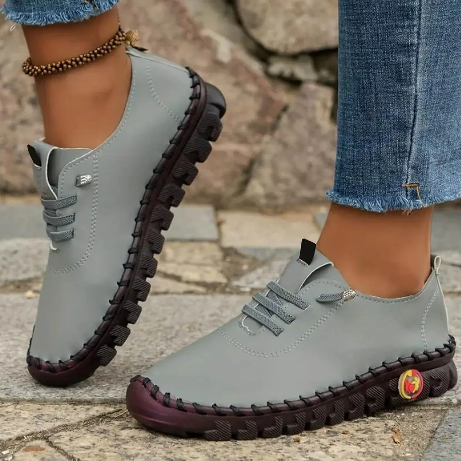 Walking Shoes Women Leather Sneakers for Women Sports Workout Gym Shoes for Running Women's Slip on Shoes