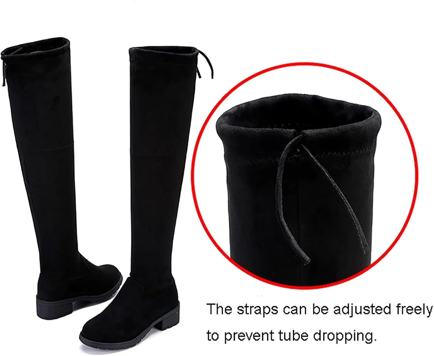 Winter Boots For Women Lug Sole Over Knee Boots Strappy Suede Thigh High Boots Knee High Boots Tall Bootie