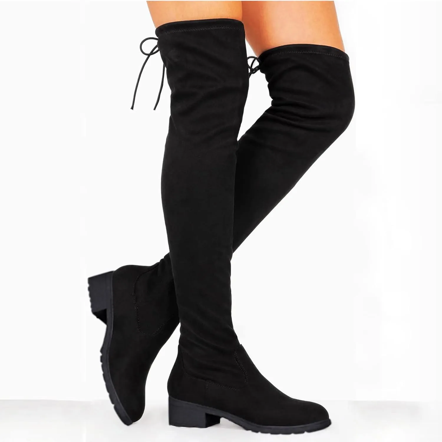 Winter Boots For Women Lug Sole Over Knee Boots Strappy Suede Thigh High Boots Knee High Boots Tall Bootie