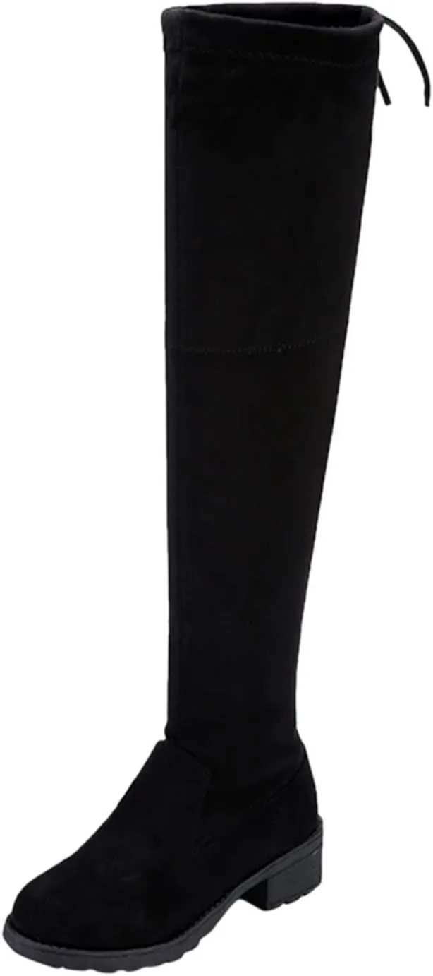 Winter Boots For Women Lug Sole Over Knee Boots Strappy Suede Thigh High Boots Knee High Boots Tall Bootie