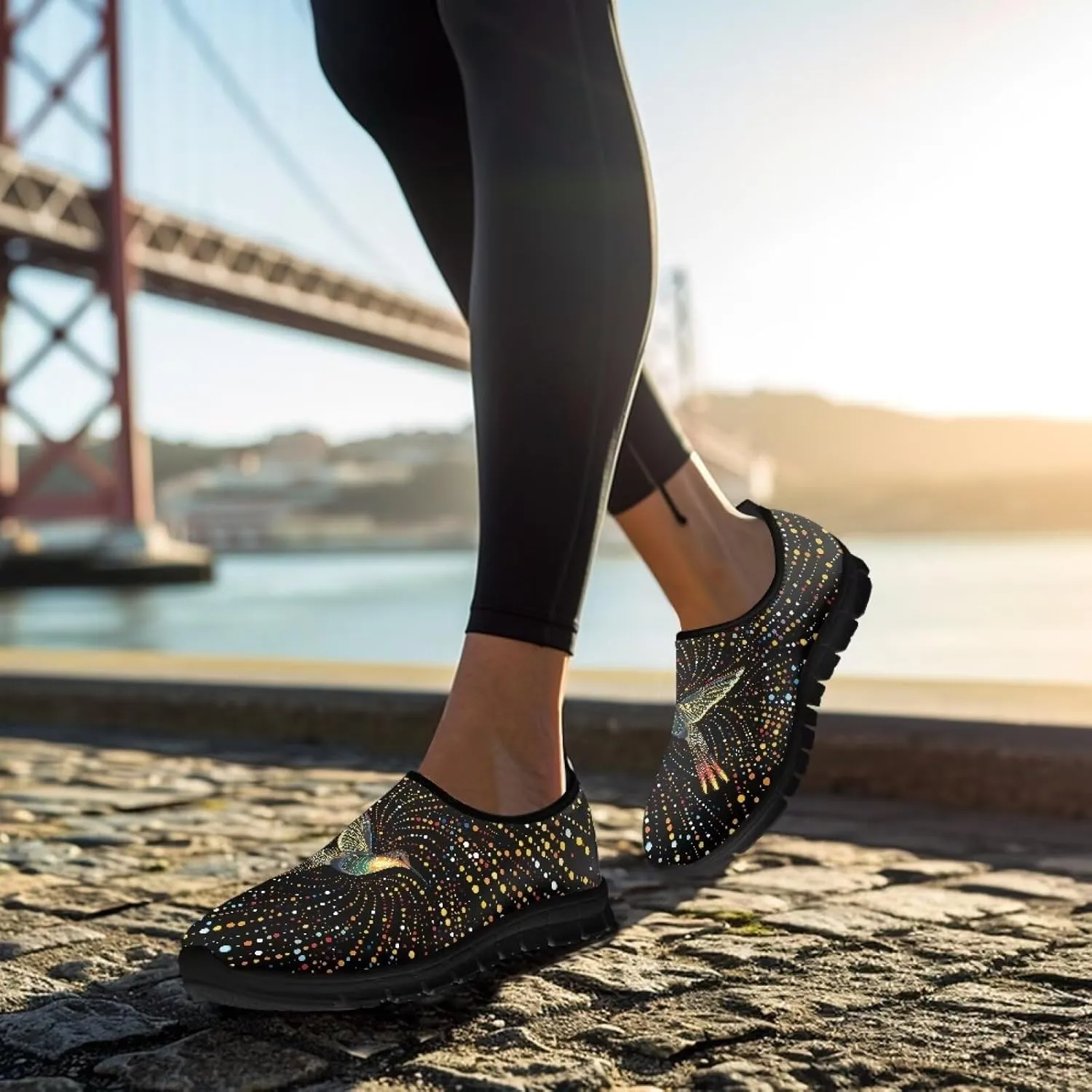 Women Sports Air Running Sneakers Lightweight Slide-in Casual Walking Shoes（Black Sole）