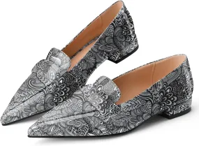 Women's Closed Pointed Toe Penny Loafers Shoes Black Patent Leather Comfortable Slip On Work Business Dressy Classic Flats Shoes