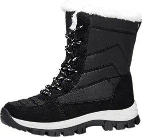 Women's Outdoor Snow Boots Plush Insulated Winter Boots Lace Up Walking Boots Thick Bottom Non Slip Boots