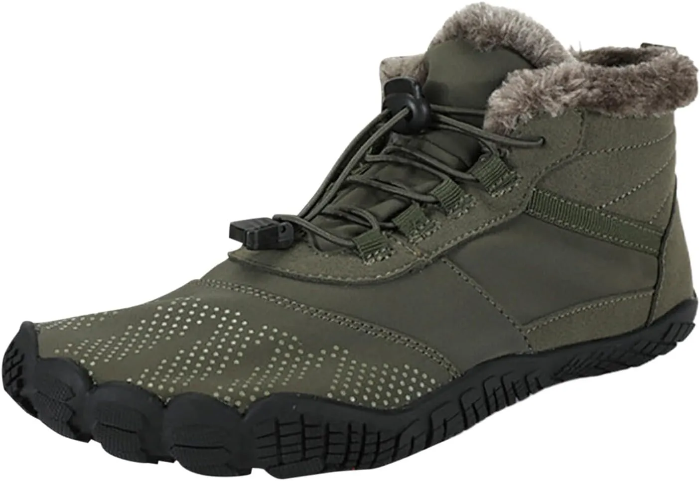 Women's Winter Snow Boots Buried Scooped Collar Bootie Faux Fur Trim Lace up Ankle Booties Casual Cold Weather Booties