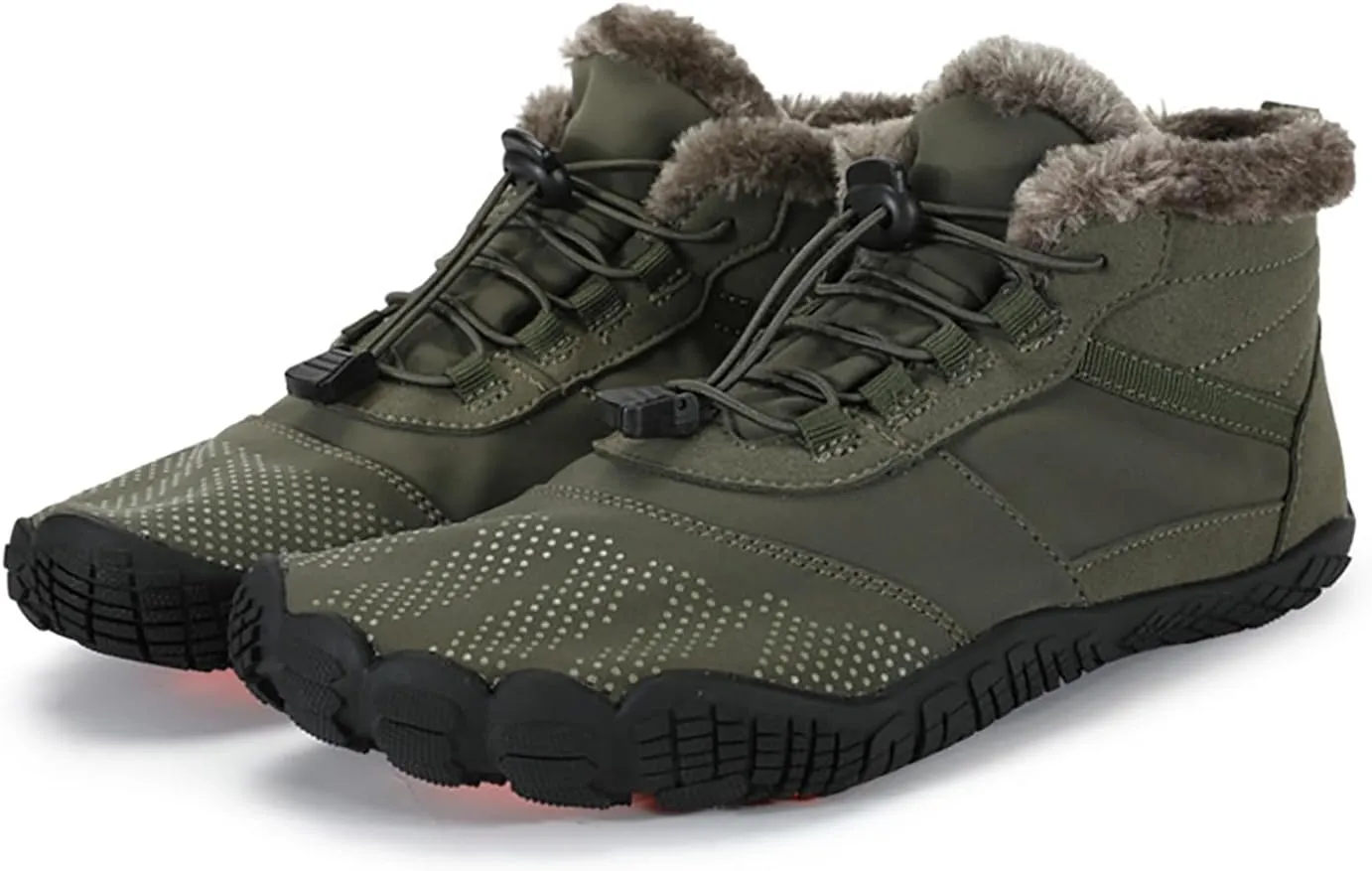 Women's Winter Snow Boots Buried Scooped Collar Bootie Faux Fur Trim Lace up Ankle Booties Casual Cold Weather Booties